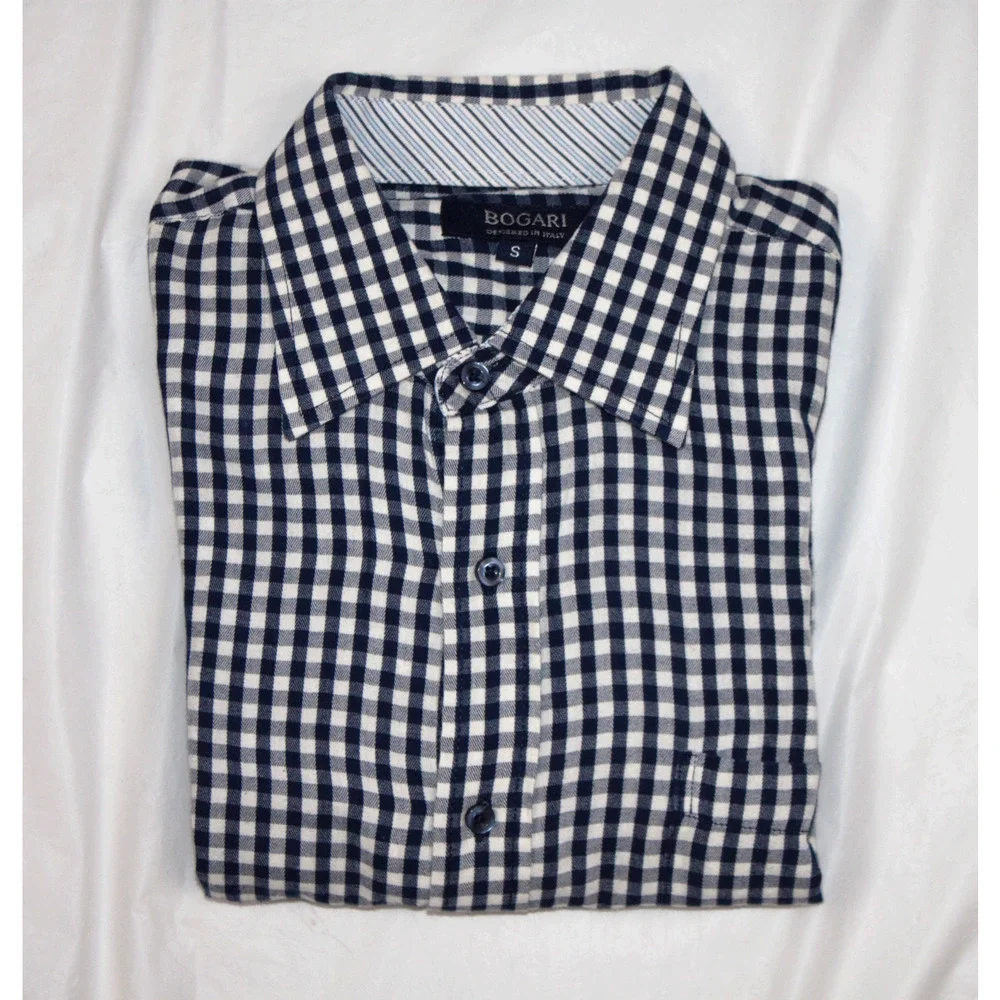 Bogari Men's Long Sleeve Button Front Flip Cuff Shirt Size Small‎